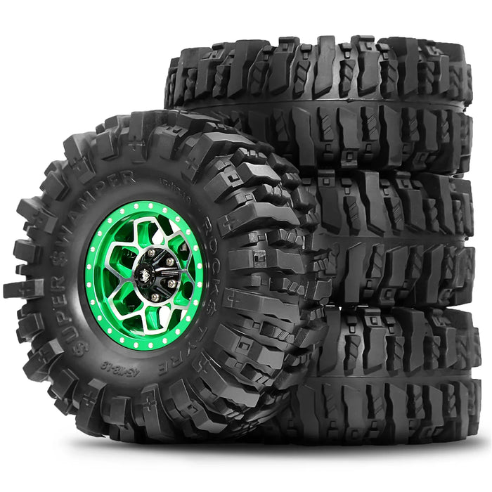 4PCS 1.9" 118x45mm 1/10 Crawler Beadlock Wheels Set (Metaal, Rubber)