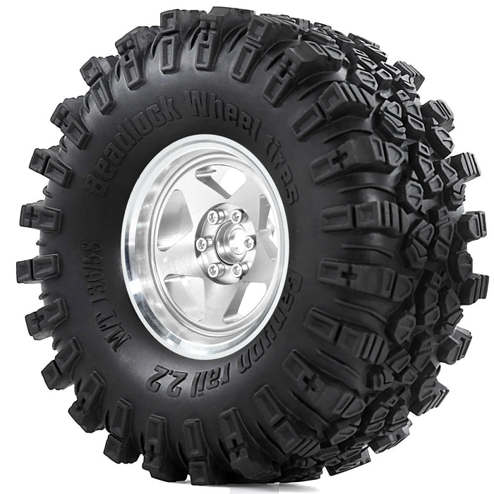 4PCS 2.2" 136x58mm 1/8 1/10 Crawler Beadlock Wheels Set (Metaal, Rubber)