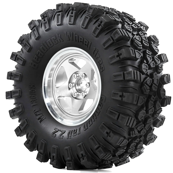 4PCS 2.2" 136x58mm 1/10 Crawler Beadlock Wheels Set (Metal, Rubber)