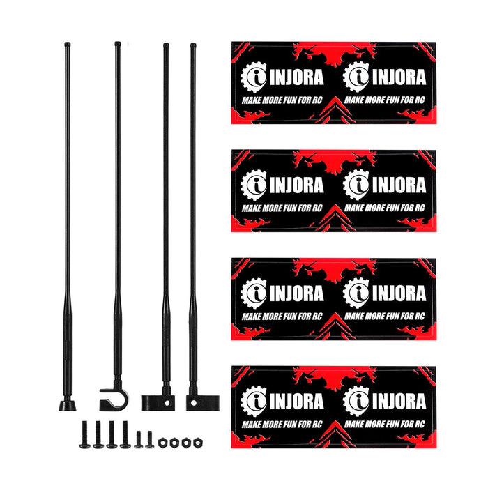 4PCS INJORA 147mm 1/10 Antenne de décoration avec drapeau