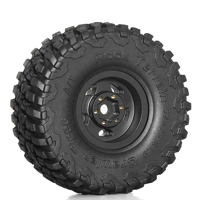 4PCS 1.0" 57x25mm 1/18 1/24 Crawler Beadlock Wheels Set (Metal, Rubber)