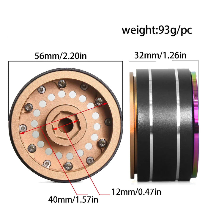 4PCS 1.9" 56x32mm 1/10 Crawler Beadlock Wheels (Metal)