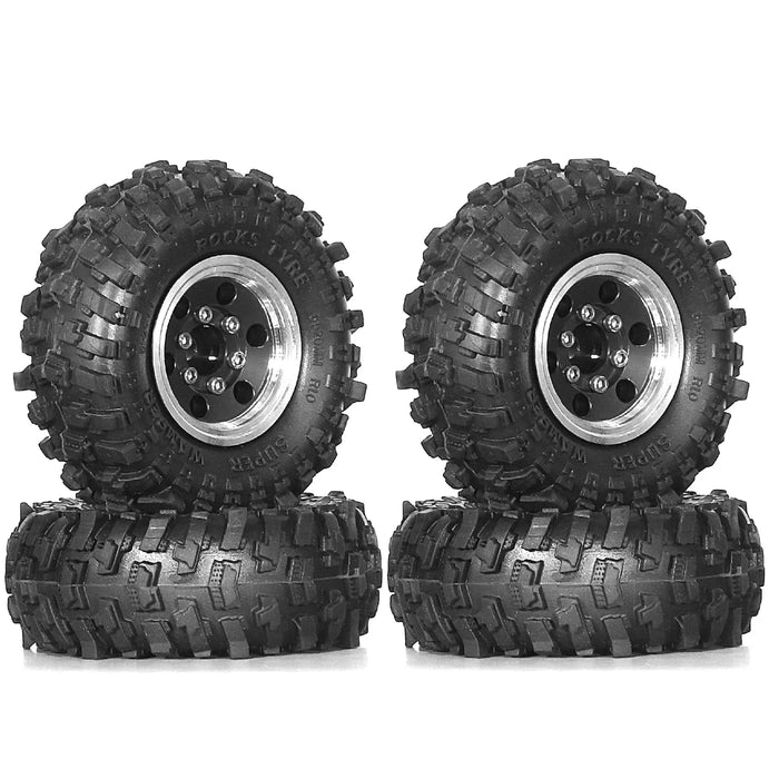 4PCS 1.0" 51x20mm 1/24 1/18 Crawler Beadlock Wheels Set (Metal, Rubber)