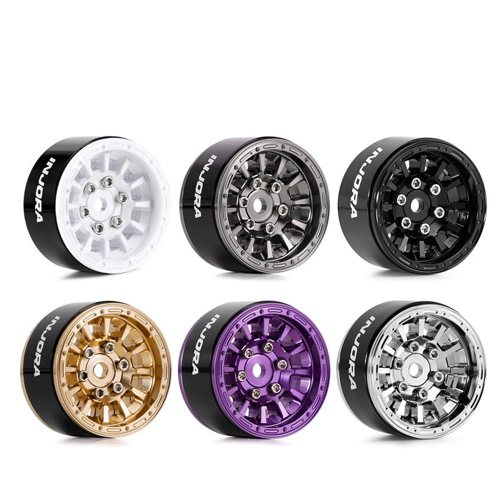 INJORA 4PCS 1.0" 28x15.4mm Beadlock Crawler Wheels 1/18 1/24 (Alu)