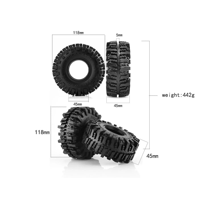 4PCS 1.9" 118x45mm 1/10 Crawler Tires (Rubber)