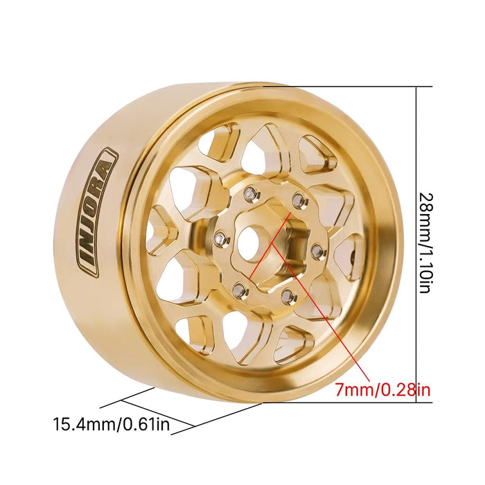 INJORA 1.0" 28x15.4mm 1/24 1/18 Crawler Beadlock Wheels (Brass)