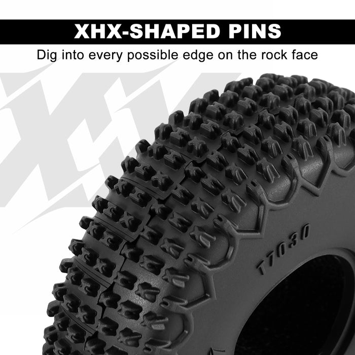 INJORA 4PCS 0.7" 44x16mm  XHX Pin Crawler Tires 1/30