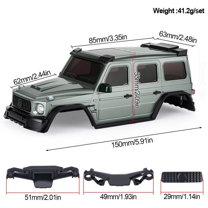 Hard Body Shell w/ Light Bucket Mount Spare Tire Mount for Axial SCX30 1/30 (Plastic)