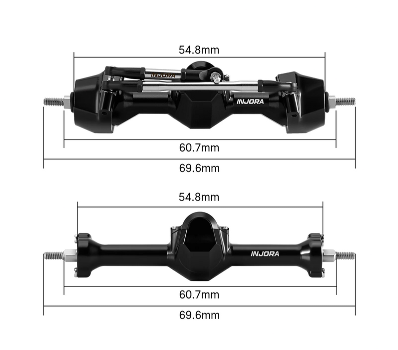 INJORA Stock Width Axles w/ Steering Knuckles for Axial SCX30 1/30