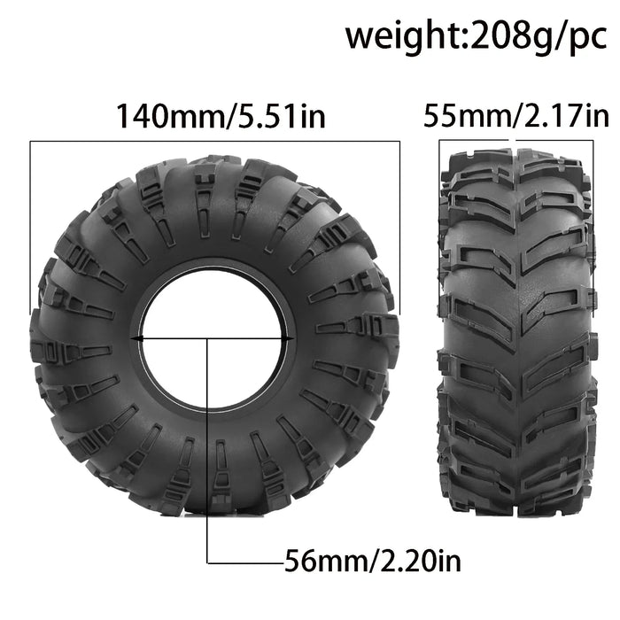 4PCS 2.2" 140x54mm 1/10 Crawler Tires (Rubber)