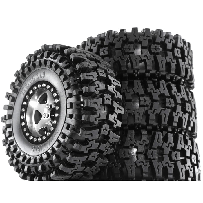 4PCS 1.9" 120x45mm 1/10 Crawler Beadlock Wheels Set (Metal, Rubber)