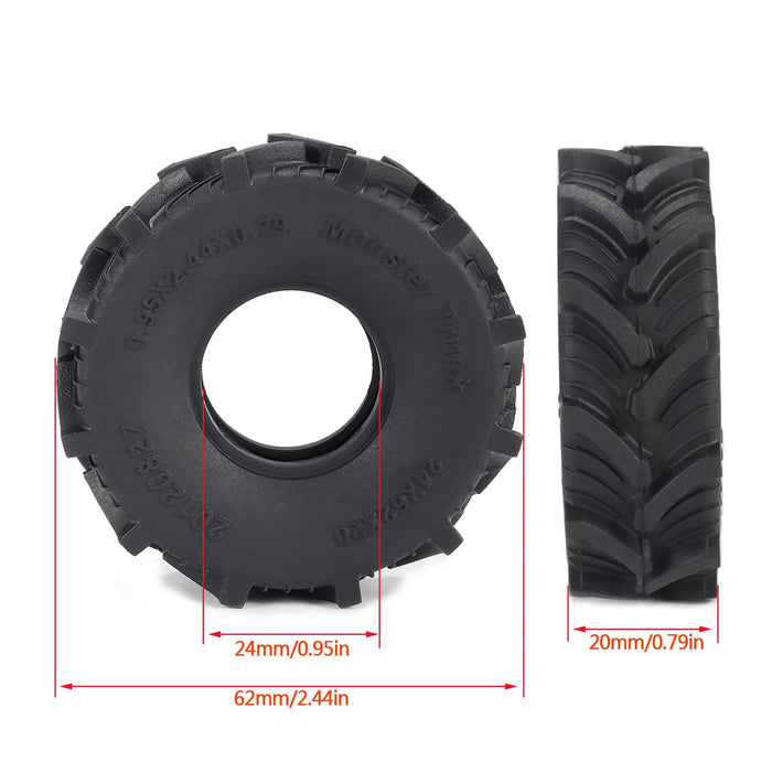 4PCS 1.0" 62x24mm 1/18 Mud Terrain Wheel Set (Rubber, Alu)