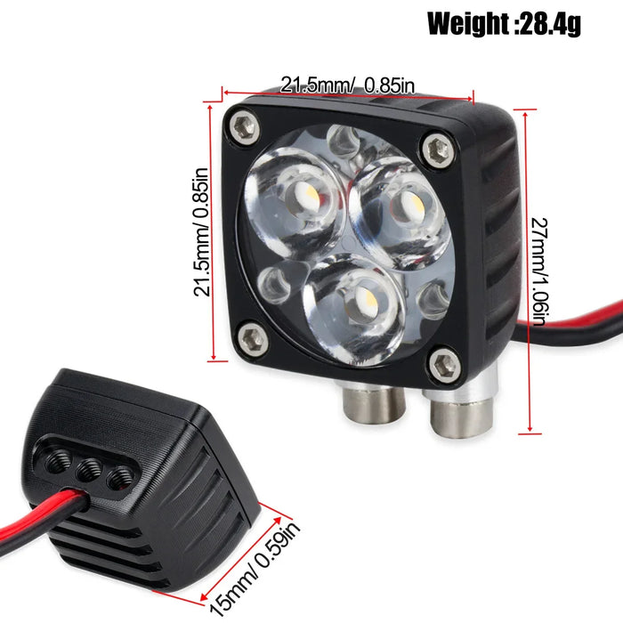 5-8.4V Super Bright LED Light 21x21mm Square A-Pillar Lamp 1/10 1/8 1/6