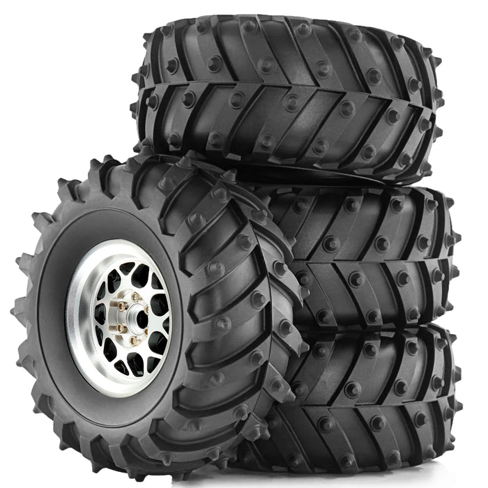 4PCS 2.2" 128x58mm 1/10 Crawler Beadlock Wheels Set (Metal, Rubber)