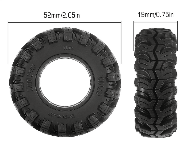 4PCS INJORA S5 1.0" 52x19mm 1/24 Crawler Tires
