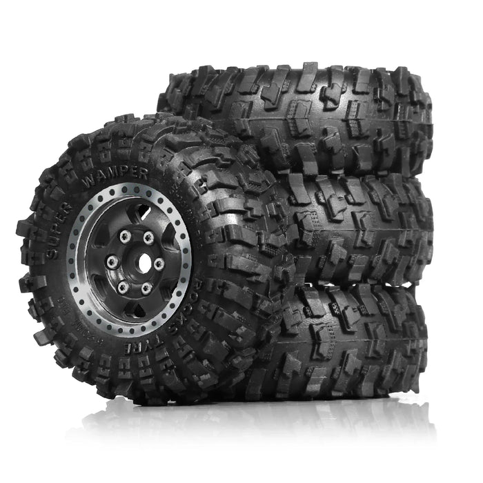 4PCS 1.0" 51x20mm 1/18 1/24 Crawler Beadlock Wheels Set (Metal, Rubber)