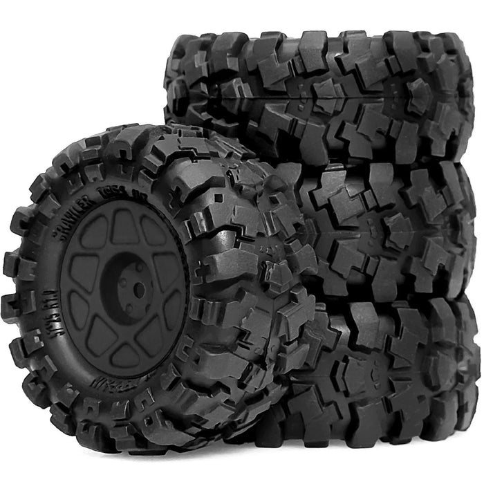 4PCS 1.0" 57x25mm 1/24 Crawler Beadlock Wheels Set (Plastic, Rubber)