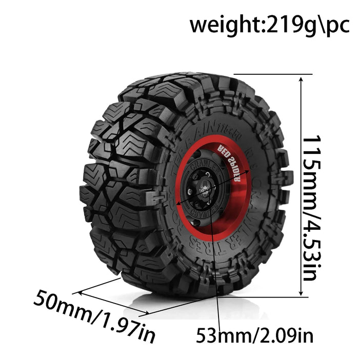 4PCS 1.9" 115x50mm 1/10 Crawler Beadlock Wheels Set (Metal, Rubber)