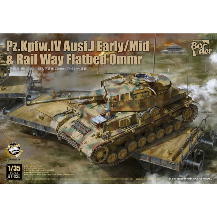 BT-025 Pz.Kpfw.IV Ausf.J Eaely/ Mid & Rail Way Flatbed Ommr 1/35 (plastique)