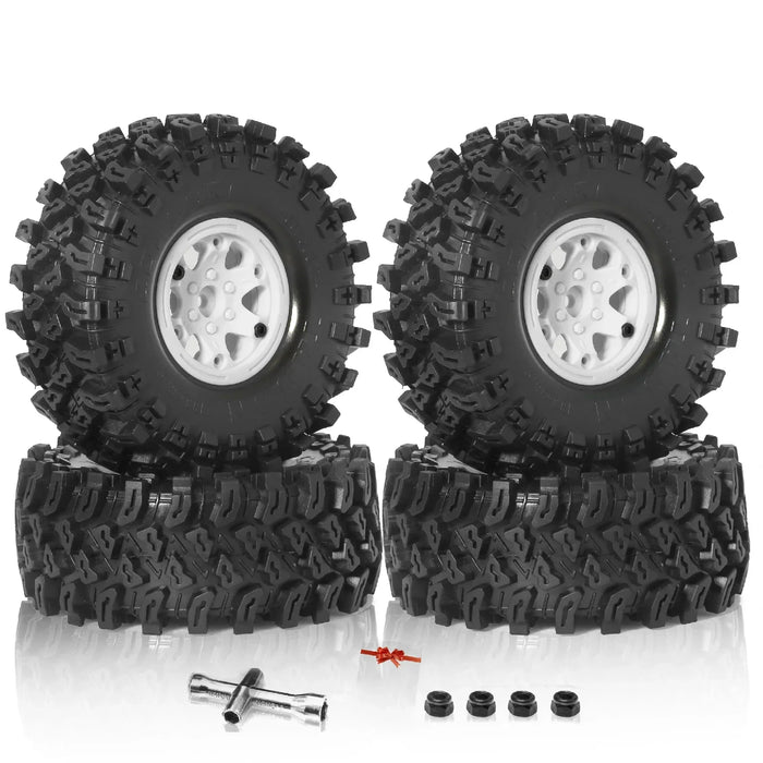 Ensemble de 4 roues beadlock 2,2" 136x58mm pour crawler 1/10 (plastique, caoutchouc)