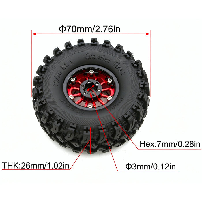TxxRcss 4PCS 1.3" 70x26mm Beadlock Wheel Set 1/18/24 (Alu)
