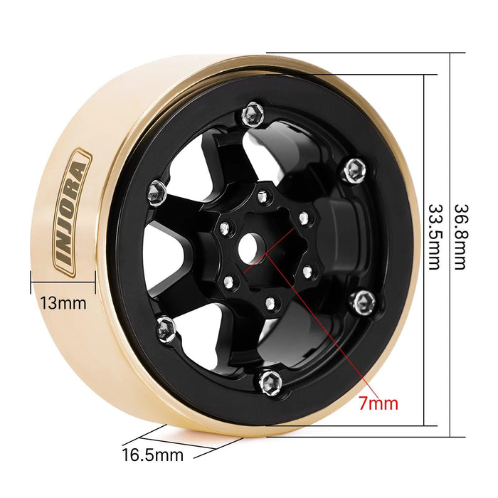 INJORA 1.3" 33.5x16.5mm 1/24 1/18 Beadlock Wheel Rims (Brass)