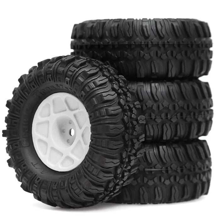 4PCS 1.0" 57x27mm 1/24 Crawler Beadlock Wheels Set (Plastic, Rubber)