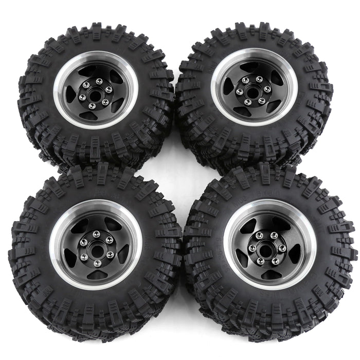 4PCS 1.9" 98x36mm 1/10 Crawler Beadlock Wheels Set (Metal, Rubber)