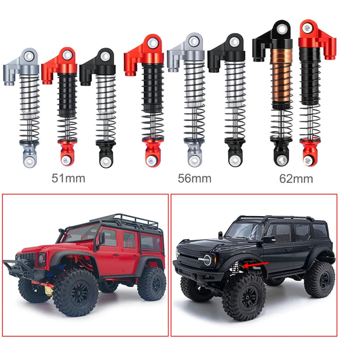 4PCS 51/56/61mm Amortisseur pour Traxxas TRX-4M Bronco Defender 1/18 (Alu)