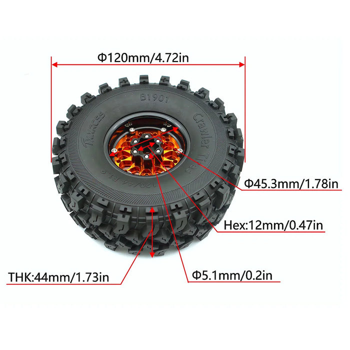 TxxRcss 4PCS 1.9" 120x44mm Beadlock Wheel Set 1/10 (Alu)