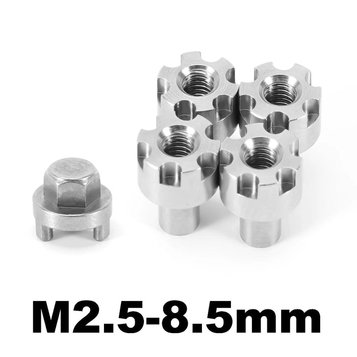 4PCS INJORA M2.5 Wheel Nuts 6/7/8.5mm for Traxxas TRX4M 1/18 (RVS)