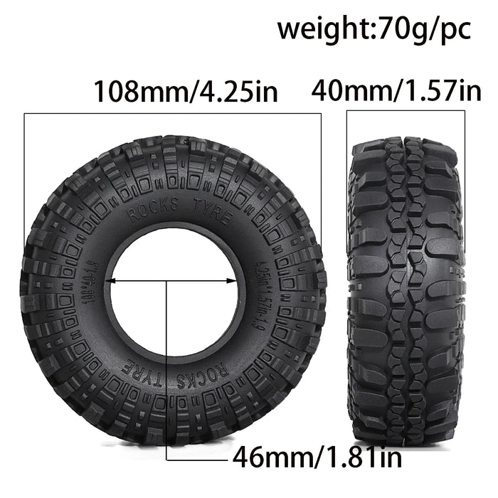 4PCS 1.9" 108x40mm 1/10 Crawler Tires (Plastic)