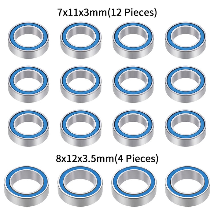 7x11x3mm 8x12x3.5mm Sealed Ball Bearings Kit for Arrma Granite Grom 1/18