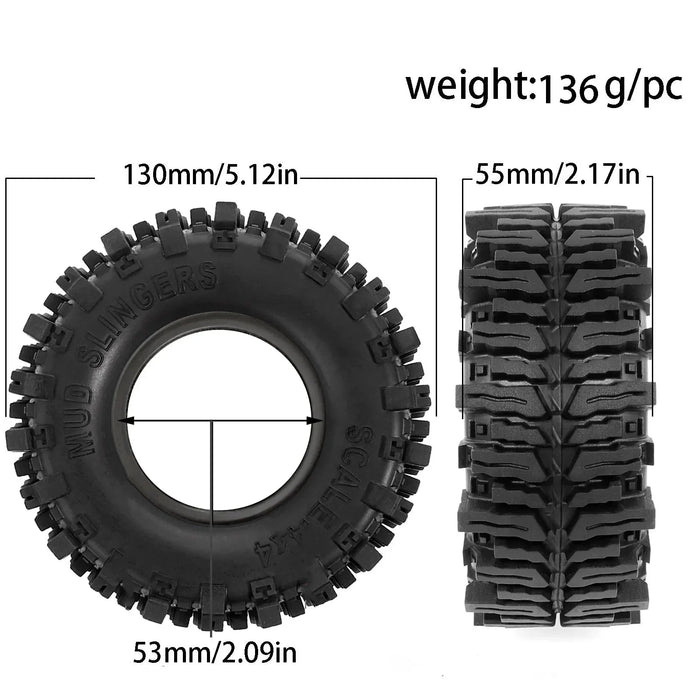 4PCS 2.2" 130x55mm 1/10 Crawler Tires (Rubber)