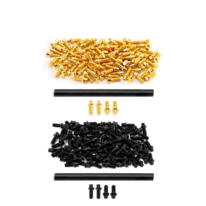 INJORA 100PCS 1.3" Wheels M1.6 Beadlock Screws (Black, Gold)