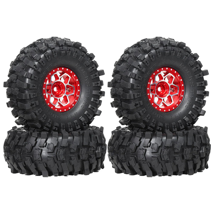 4PCS 1.9" 118x45mm 1/10 Crawler Beadlock Wheels Set (Metal, Rubber)