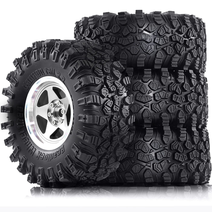 4PCS 2.2" 136x58mm 1/8 1/10 Crawler Beadlock Wheels Set (Metaal, Rubber)