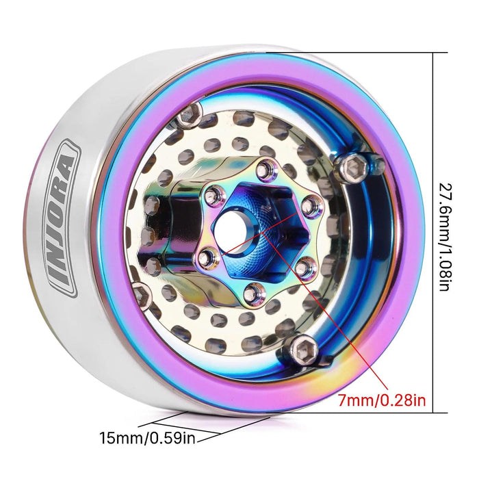 4PCS INJORA 1.0" 27.6x15mm 1/18 1/24 Crawler Beadlock Wheels (Aluminium)