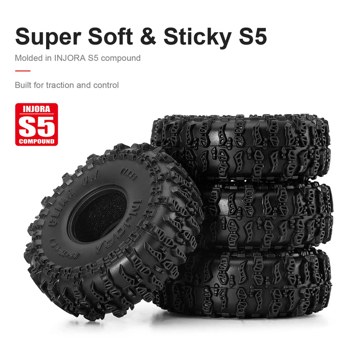 INJORA 4PCS 0.7" 45x16mm Cling On Crawler Tires 1/30
