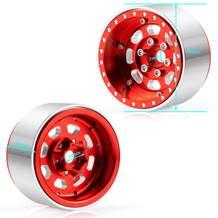 4PCS 1.9" 57x32mm Beadlock-Felgen Crawler 1/10 (Alu)