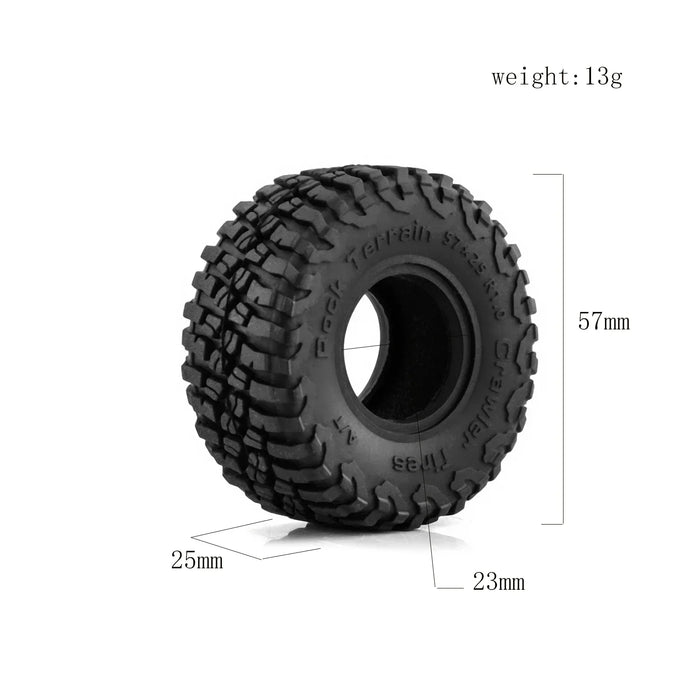 4PCS 1.0" 57x24mm 1/18 1/24 Crawler Tires (Rubber)