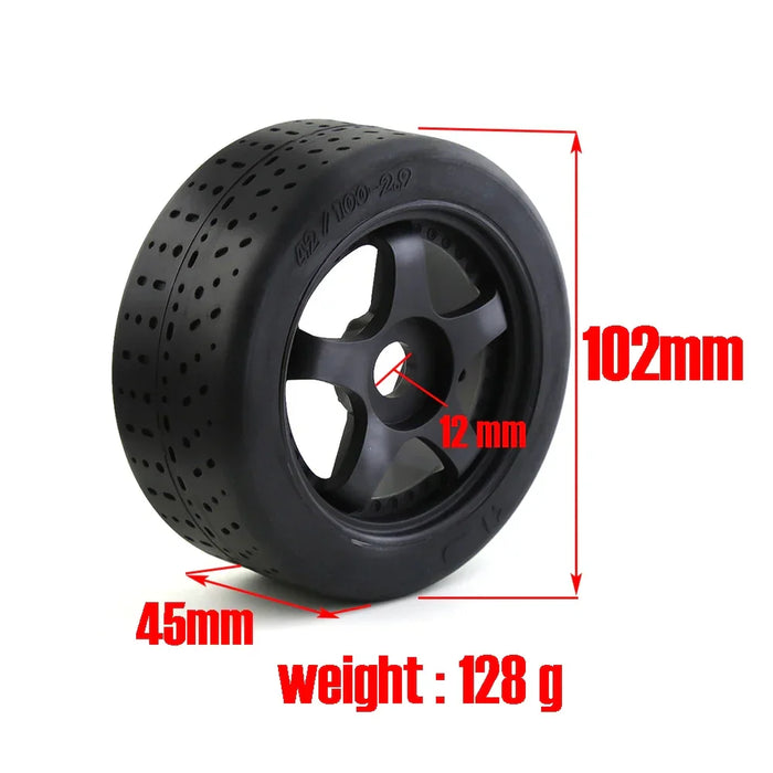 4PCS 102x45mm 1/7 Touring Drift Wheels Set (Plastic, Rubber)