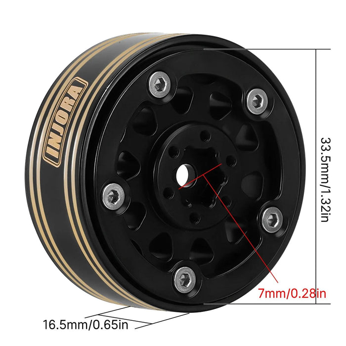 INJORA 1.3" 33.5x16.5mm 1/24 1/18 Crawler Beadlock Wheels (Brass)
