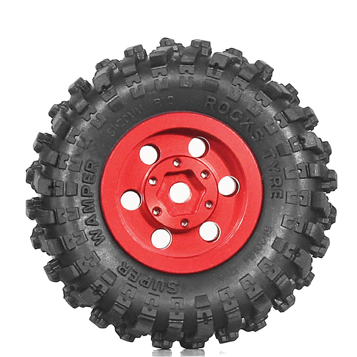 4PCS 1.0" 51x20mm 1/24 1/18 Crawler Beadlock Wheels Set (Metal, Rubber)