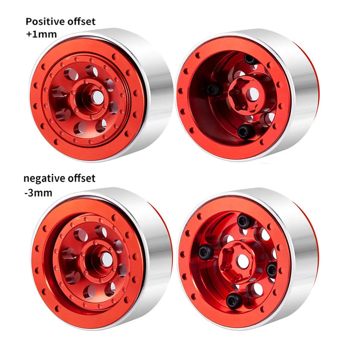 4PCS 1.0" +1mm/-3mm décalage jante beadlock pour crawler (alu)