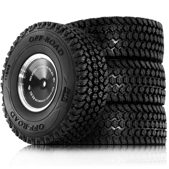 4PCS 1.9" 116x42mm 1/10 Crawler Beadlock Wheels Set (Metal, Rubber)