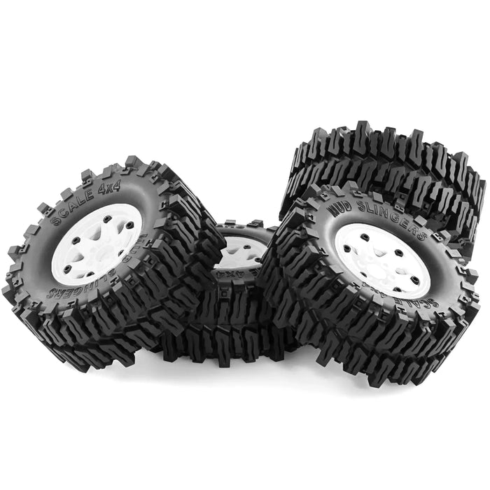 4PCS 2.2" 130x55mm 1/8 1/10 Crawler Beadlock Wheels Set (Plastic, Rubber)