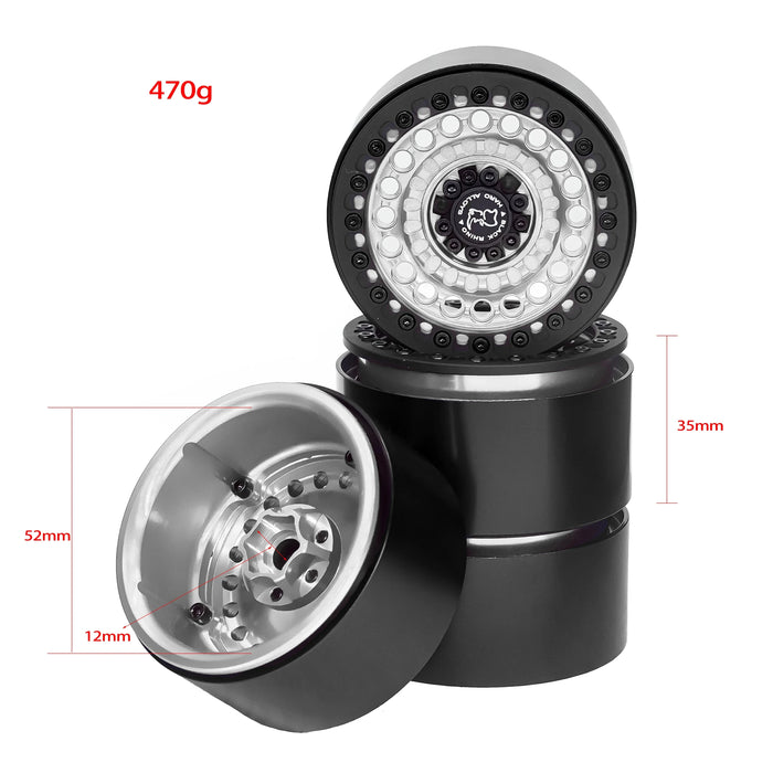 4PCS 2.2" 52x35mm Beadlock Wheels Crawler 1/10 (Aluminium)