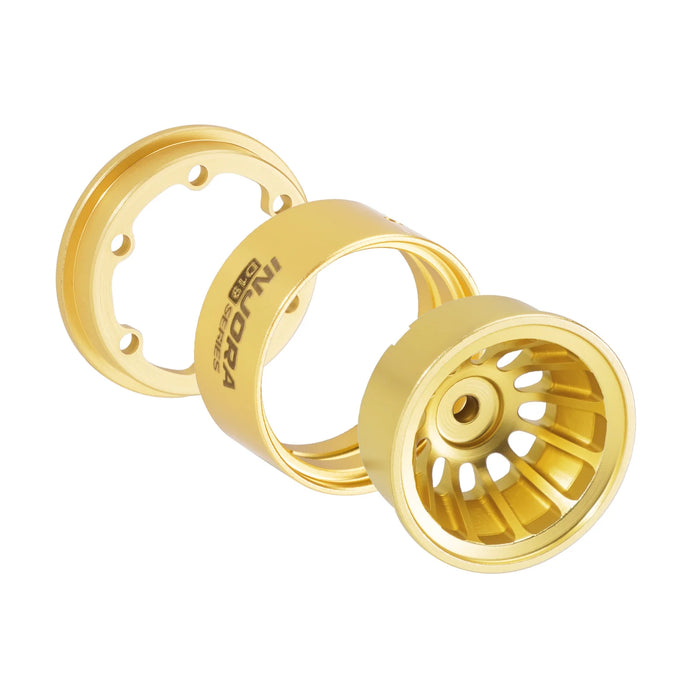INJORA 4PCS 0.7" 19x10.8mm Beadlock Wheels Rims (Messing)