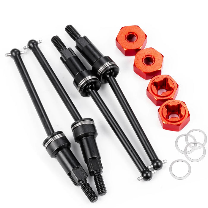 Front & Rear Drive Shaft Driveshafts & Adapter Set for Arrma Grom 1/18 (Metaal)